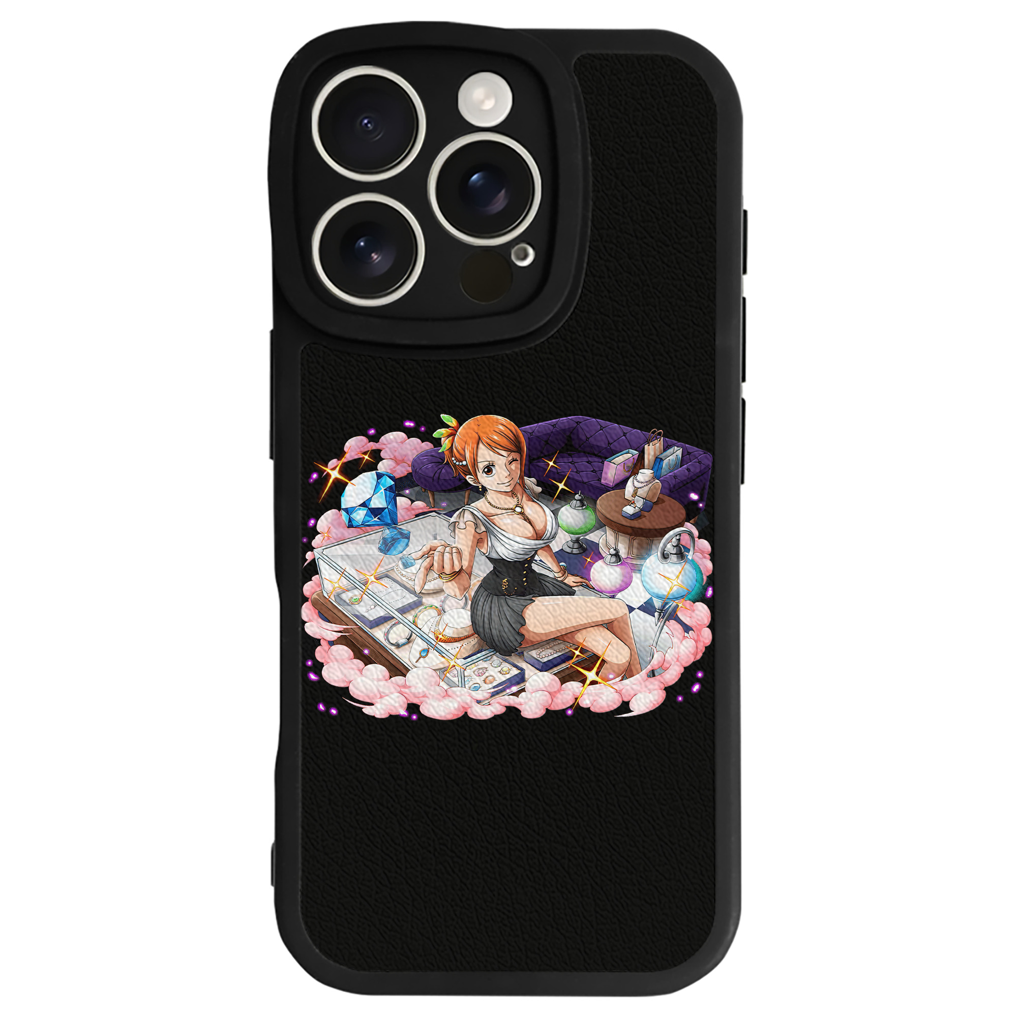 （画像用） ワンピース ナミ ONE PIECE Nami 【iPhone 16シリーズ対応】シリコンスマホケース（レザー調） 材質：シリコン